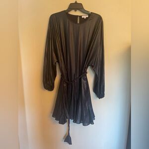 Gianni Bini coated black dress with braided belt size large